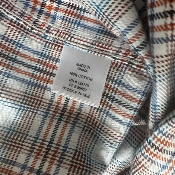 Johnston & Murphy Blue Red Plaid Soft 100% Cotton Button Up Shirt Men’s Large - Picture 7 of 7